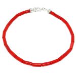 el Coral Bracciale Corallo Rosso tubetti 3x5mm. Lunghezza 19cm. Chiusura Argentata 