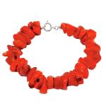 El Coral Bracelet Red Coral Chips 10 mm and Silvered Clasp