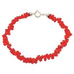 El Coral Bracelet Red Coral Tubes and Silvered Clasp