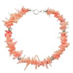 El Coral Bracciale in Corallo Rosa punte forate con elementi e chiusura Argentati