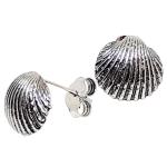 El Coral Earrings Shell 10x11mm, Old Silver Filigree