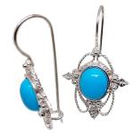 Coralli di Sardegna Earrings Filigree Silver Turquoise cabochon 8x10 perforated leaves