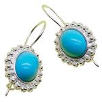 Coralli di Sardegna Turquoise Earrings 8x10mm Sardinian Filigree Silver Crown Balls