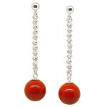 Coralli di Sardegna Aretes De Coral Rojo 10mm Presión De Filigrana De Plata