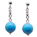 Coralli di Sardegna Earrings Turquoise Ball 10mm Silver Filigree Pressure 31mm