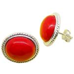 Coralli di Sardegna Red Coral Earrings 10x12mm Sardinian Filigree Silver Lanyard Pressure