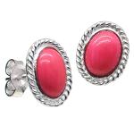 Coralli di Sardegna Orecchini Corallo Rosa 6x8mm Filigrana Argento Cordino Chiusura Pressione