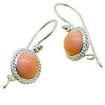 Coralli di Sardegna Pink Coral Earrings 8mm. Silver Filigree Cord Hook with Secure