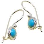 Coralli di Sardegna 5mm Turquoise Earrings Sardinian Filigree with Silver Lanyard Safe Hook