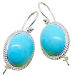 Coralli di Sardegna Turquoise Earrings 12x16mm Sardinian Filigree Silver Hook Safe