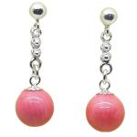 Coralli di Sardegna Pink Coral Earrings Ball 8mm Filigree Silver Chain Ball Pressure