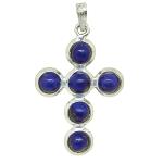 El Coral Ciondolo Lapislazuli 5mm. Croce in Argento