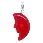 El Coral Pendant Red Coral with Moon Figure 21 mm
