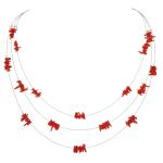 El Coral Necklace Red Coral Points Silvered elements 3 Strips and Steel