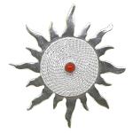 Coralli di Sardegna Pendant Sun Red Coral Ball and Spiral Silver Filigree