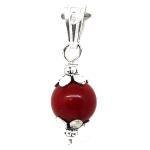 El Coral Pendant Red Coral Ball 8 mm and Zamak 