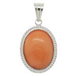 Coralli di Sardegna Pendant Pink Coral Cabochon 12x16 mm Silver Filigree Delicate Side