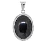 El Coral Pendant Black Agate Cabochon Silver Filigree Delicate Side