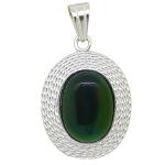 El Coral Pendant Green Agate Cabochon and Silver Side 5 turns