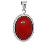 Coralli di Sardegna Pendant Pink Coral Cabochon 13x18 mm Silver Filigree Delicate Side