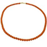 El Coral Necklace Red Coral 5.5 mm Balls, 42 cm Length and Golden Clasp