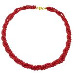 Coralli di Sardegna Collar Triple Coral Rojo Bolas 4 mm, Longitud 42 cm y Cierre Dorado