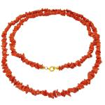 El Coral Necklace Red Coral Chips 90 cm length and Golden Clasp