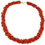 El Coral Neckalce Triple Red Coral Tubes and Golden Clasp