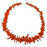 El Coral Necklace Red Coral Escalated Points and Silvered Clasp