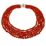 El Coral Collar Coral Rojo Bolas Barrocas con 5 Tiras Escaladas