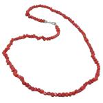 Coralli di Sardegna Necklace Sardinian Red Coral Tubes and Silvered Clasp, 46cm Length and 12.5gr Weight