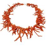 Coralli di Sardegna Necklace Sardinian Red Coral Stripes and Golden Clasp, 143gr Weight