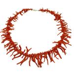 Coralli di Sardegna Collar Coral Rojo Cerdeña Franjas y Cierre Plateado, 42gr Peso