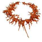 Coralli di Sardegna Necklace Sardinian Red Coral Stripes and Golden Clasp, 167 gr Weight