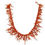 Coralli di Sardegna Necklace Sardinian Red Coral Stripes and Golden Clasp, 114gr Weight