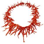 Coralli di Sardegna Necklace Sardinian Red Coral Stripes and Golden Clasp, 109gr Weight