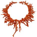 Coralli di Sardegna Collar Coral Rojo Cerdeña Franjas y Cierre Dorado, 209gr Peso