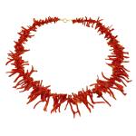 Coralli di Sardegna Collar Coral Rojo Cerdeña Franjas y Cierre Dorado, 34gr Peso