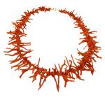 Coralli di Sardegna Necklace Sardinian Red Coral Stripes and Golden Clasp, 38gr Weight