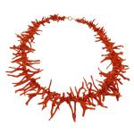 Coralli di Sardegna Necklace Sardinian Red Coral Stripes and Golden Clasp, 45gr Weight
