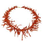 Coralli di Sardegna Necklace Sardinian Red Coral Stripes and Golden Clasp, 49gr Weight
