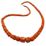 Coralli di Sardegna Necklace Sardinian Red Coral Escalated Cylinders 16-5mm, 77gr Weight