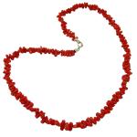 Coralli di Sardegna Necklace Sardinian Red Coral Tubes and Silvered Clasp, 50cm Length and 21gr Weight