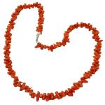 Coralli di Sardegna Necklace Sardinian Red Coral Tubes and Silvered Clasp, 49cm Length and 22.5gr Weight