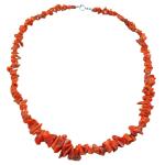 El Coral Necklace Sardinian Coral Escalated Chips 15-5mm and Silvered Clasp