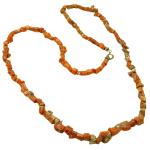 El Coral Necklace Sardinian Coral Baroque Tubes 4mm, 21,5gr Weight