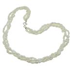 El Coral Necklace Baroque White Pearls 3x7mm, 3 Strips 