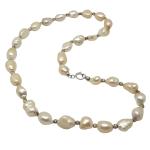 El Coral Necklace Button Multicoloured Light Rosy 9/10mm Pearls with Zamak