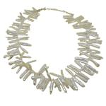 El Coral Collar Perlas Blancas Forma Rama, 55gr Peso