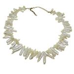 El Coral Collar Perlas Blancas Forma Rama, 73gr Peso